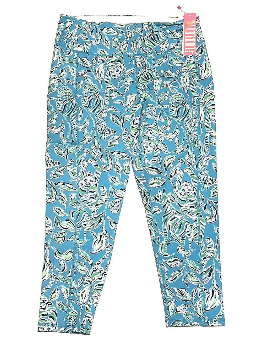 Lilly Pulitzer Sz XL Weekender High-Rise Midi Leggings 24” Trqs Oasis Outta Line